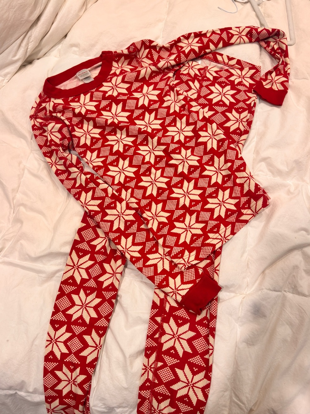 Organic cotton Hanna Andersen Kids Red and Cream Star-Pattern Pajama Set size 14